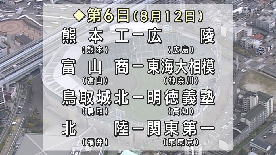 夏の高校野球　広陵が２回戦突破　第６日第１試合