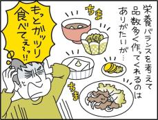 【マンガ】「もっとガッツリ食べてぇ！」 おかずの品数は多いけれど“量の少ない”妻にモヤる夫の意見