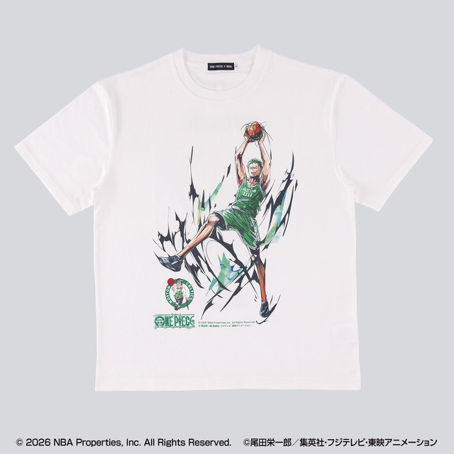ゾロやエースが華麗にダンク！ 「ワンピース」×NBAコラボのTシャツの