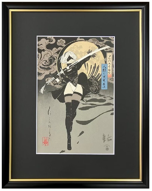 NieR:Automata」2B、凛と立つ姿が美しい…！浮世絵木版画が数量限定で