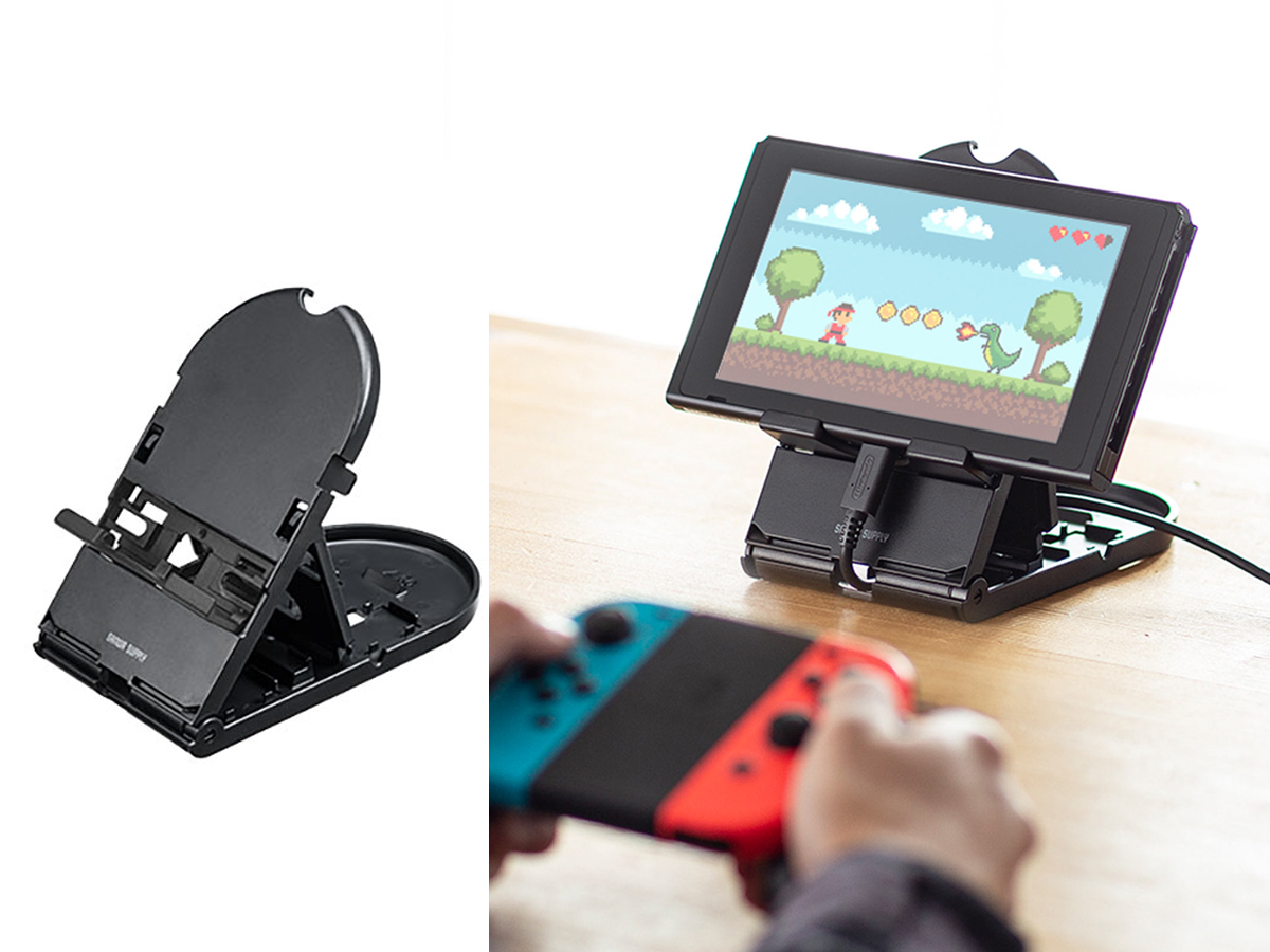 サンワダイレクト、Nintendo Switch用折りたたみ式スタンド「200-NSW013BK」発売