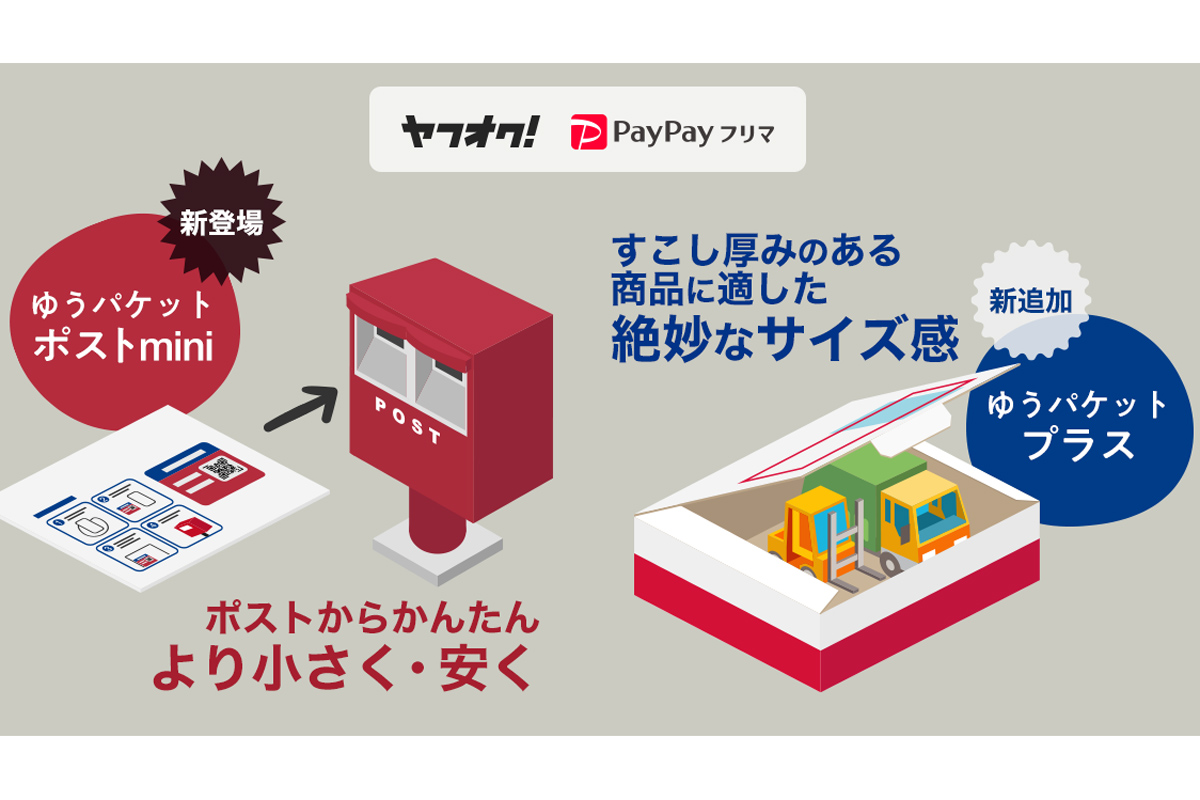 ヤフオク!とPayPayフリマ、150円でポストから送れる「ゆうパケットポストmini」に対応