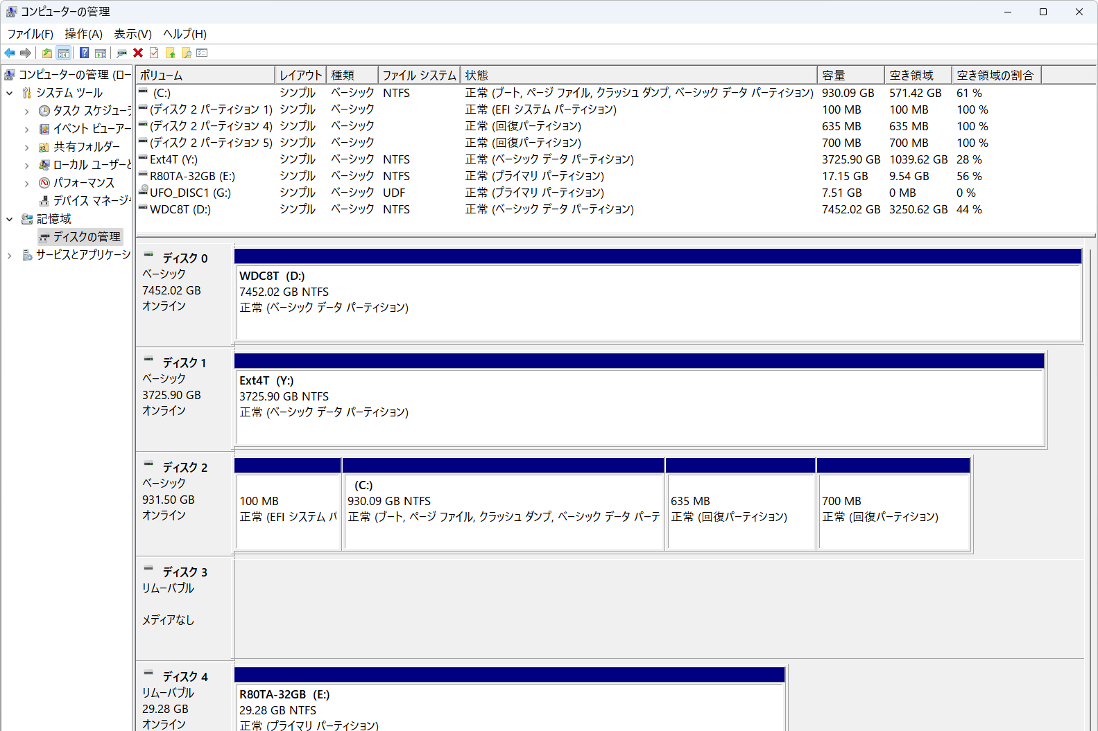 Windowsにおけるディスク、ドライブ、パーティションの扱いの違い