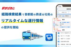 駅すぱあと、経路検索で鉄道6社のリアルタイム運行情報を表示