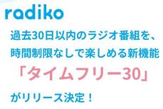 radiko、過去30日分のラジオ番組が聴き放題になる「タイムフリー30」月額480円