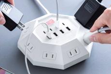 最大16台同時充電、サンワサプライが八角形の電源タップ発売