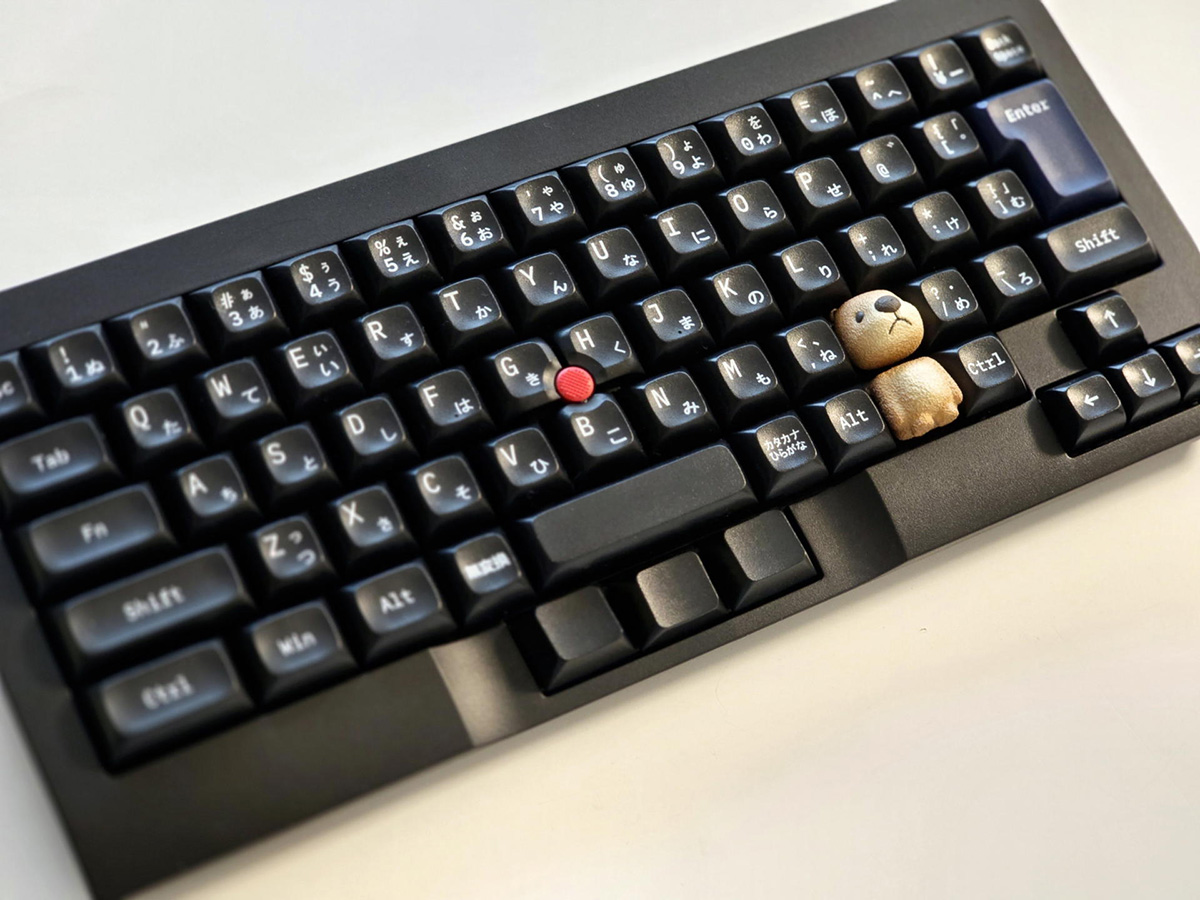 キーボードのステップスカルプチャーの美に盾突く、超かわいい子熊キー