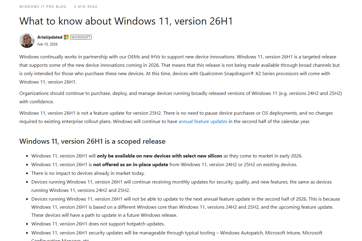 今年のWindows 11には26H2以外に「26H1」がある!? 新種のCPUでのAI対応