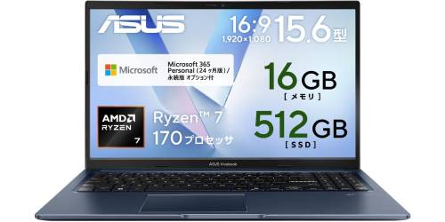 Microsoft 365 Personal（24か月版）付き。Ryzen 7・16GB搭載