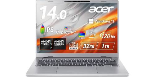 32GBメモリとRyzen AI 7搭載のモバイルノートPC「Aspire 14 AI」が