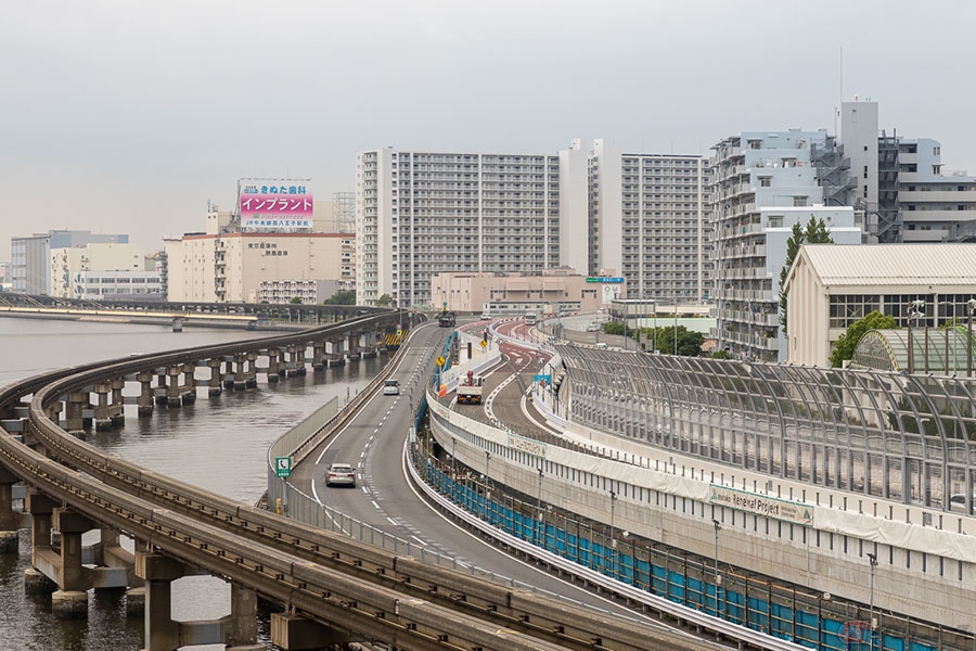首都高速羽田線（下り）東品川付近 6月16日に更新線へ切り替え
