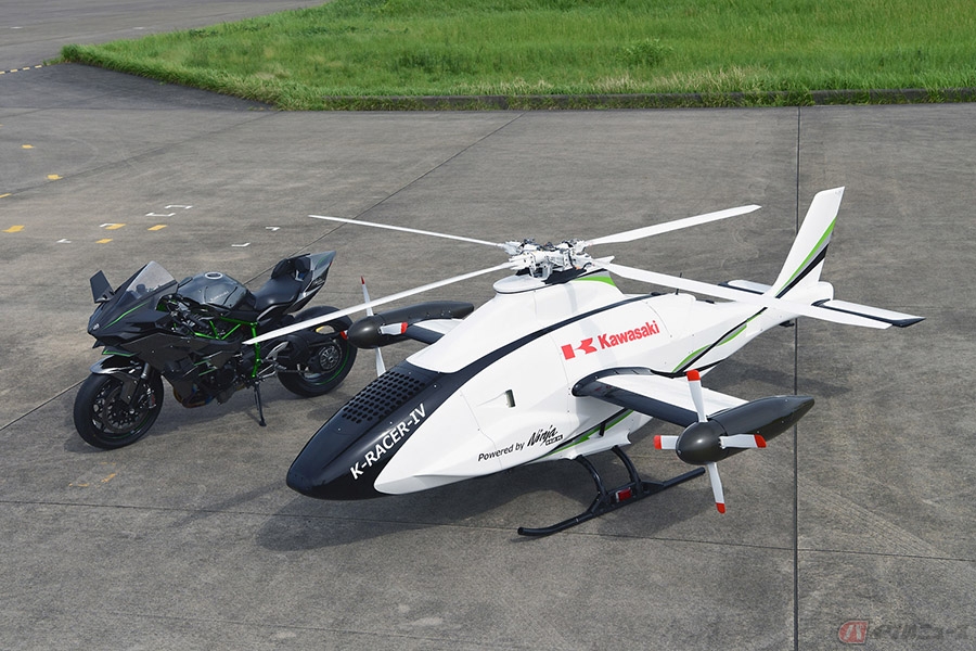 カワサキ「H2R」エンジン搭載の無人ヘリ「K-RACER IV」登場 飛行試験に成功