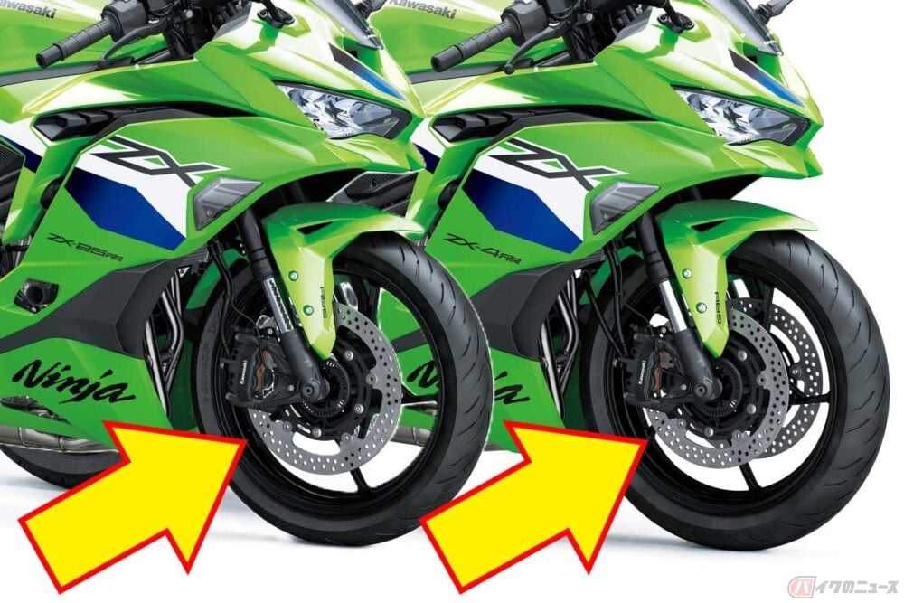 現行モデルはフロントディスクブレーキがキホン 「シングル」と