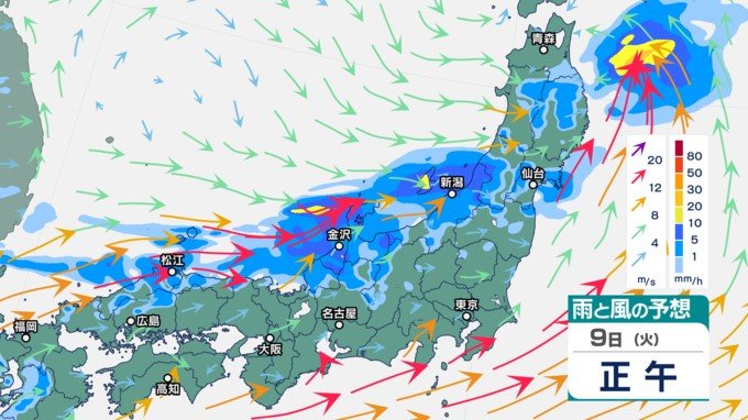 梅雨前線の停滞続く　1時間に50ミリ“滝のような雨”の所も　新潟県では多い所で11日朝までに270ミリの降水量に【今後の雨・風のシミュレーション】