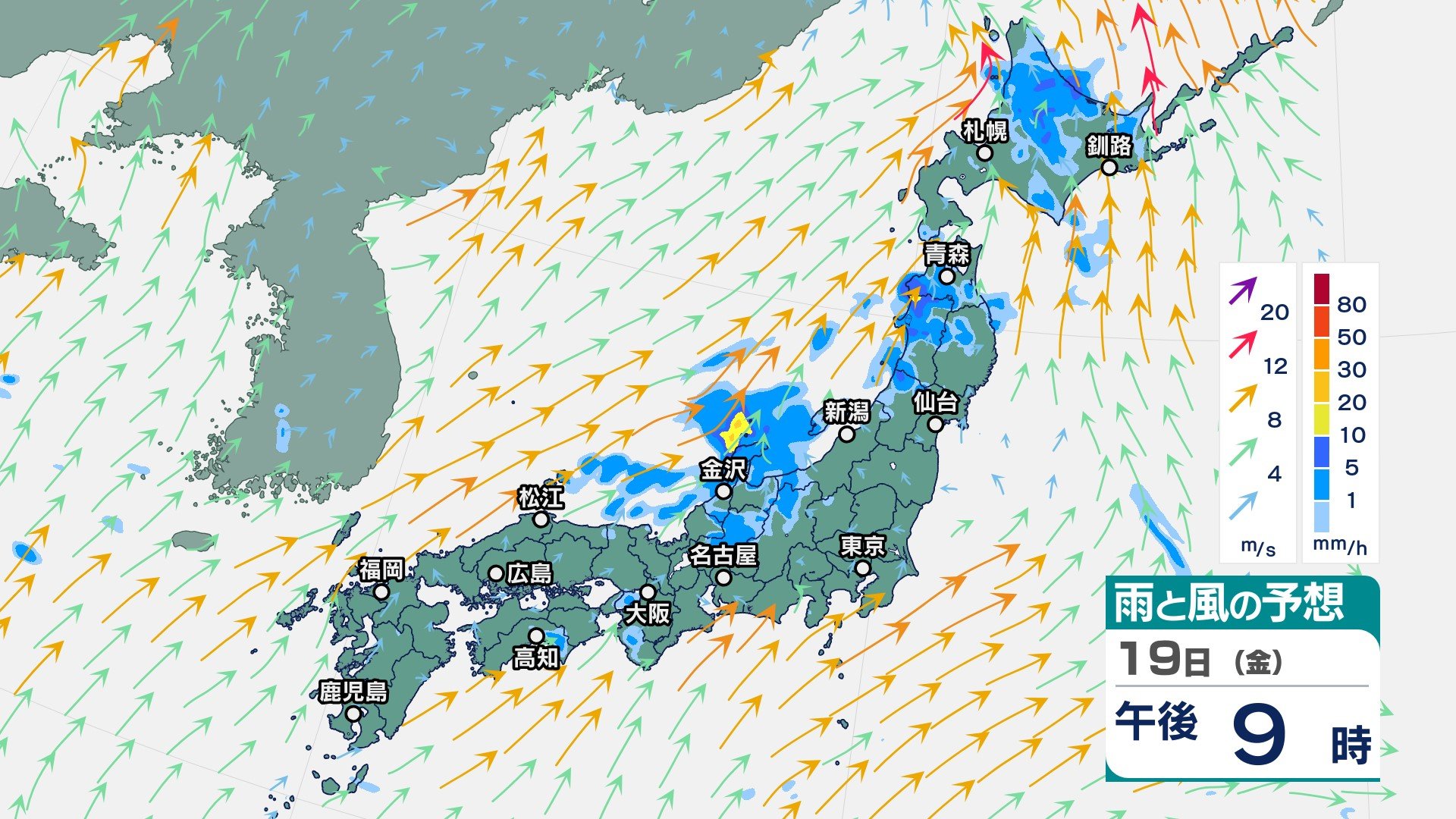梅雨前線が停滞　東北や関東などでは激しい雨の所も　西日本～東日本の広い範囲で大気の状態が不安定に【今後の雨と風のシミュレーション】