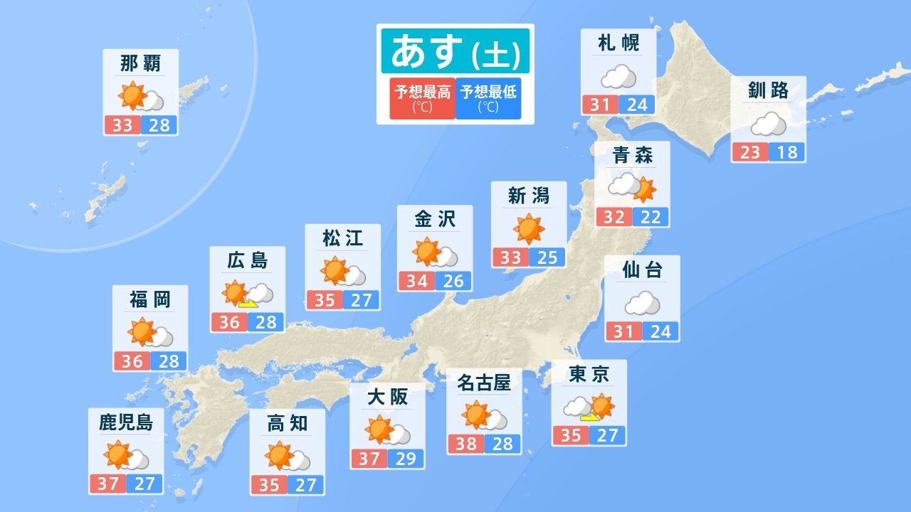 “危険な暑さ”は全国に！3日も福島から沖縄までの広い範囲で『熱中症警戒アラート』エアコンや水分補給で熱中症予防を!!