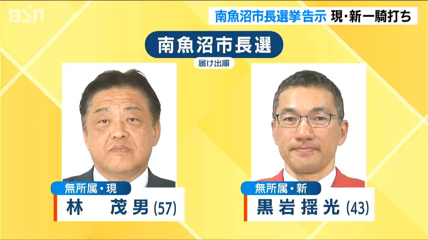 南魚沼市長選挙告示　前回選と同じ顔ぶれ、再び一騎打ちに　新潟