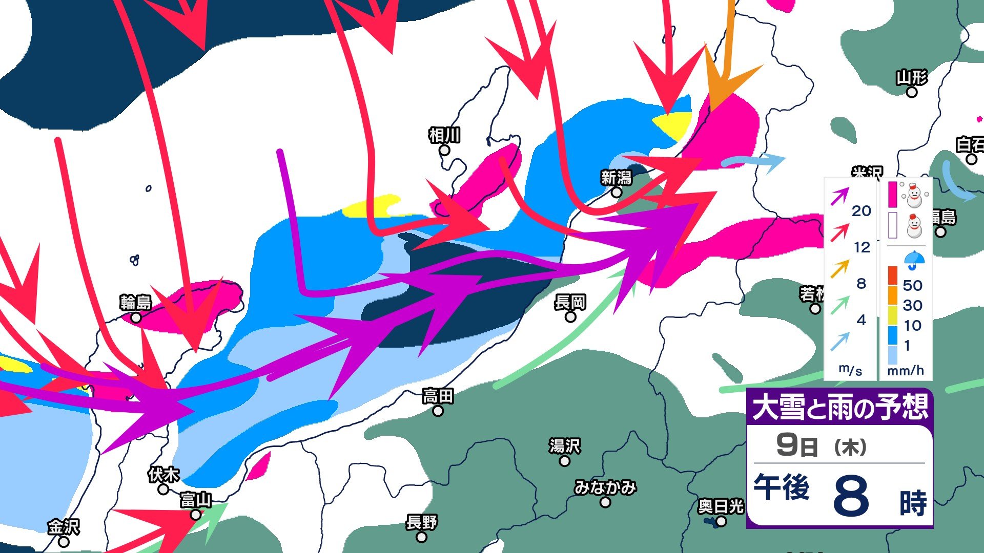 【暴風雪警報】新潟市、新発田市、村上市、燕市、胎内市、聖籠町などに発表（新潟地方気象台 9日午後3時48分発表）