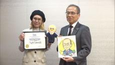 市長“そっくり”な人形も 似顔絵で世界２位の女性　船橋市長を表敬