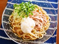 【即席さっぱり和パスタレシピ】 ツナおろしのっけスパゲッティ 「後がけオリーブオイル」で風味良く