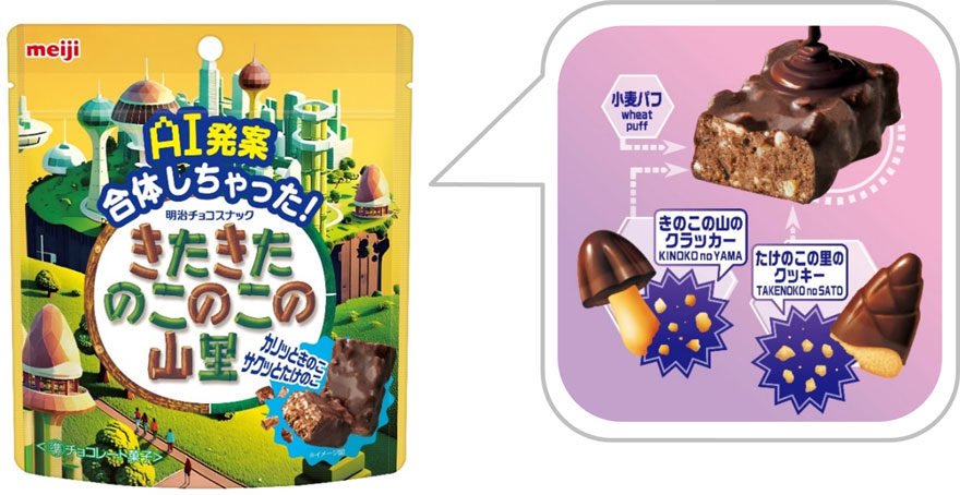 お菓子詰め合わせ　トッポ　ポッキー　たけのこの里　きのこの山他 明治、AI発案で「きのこの山」と「たけのこの里」の合体品を発売