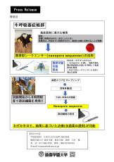 酪農学園大学　臼井 教授、全酪連　岡村獣医師らの研究グループが、携帯型シークエンサー(nanopore sequencer)を活用することで、牛呼吸器症候群の原因となる細菌をその日のうちに判定できる方法を開発。