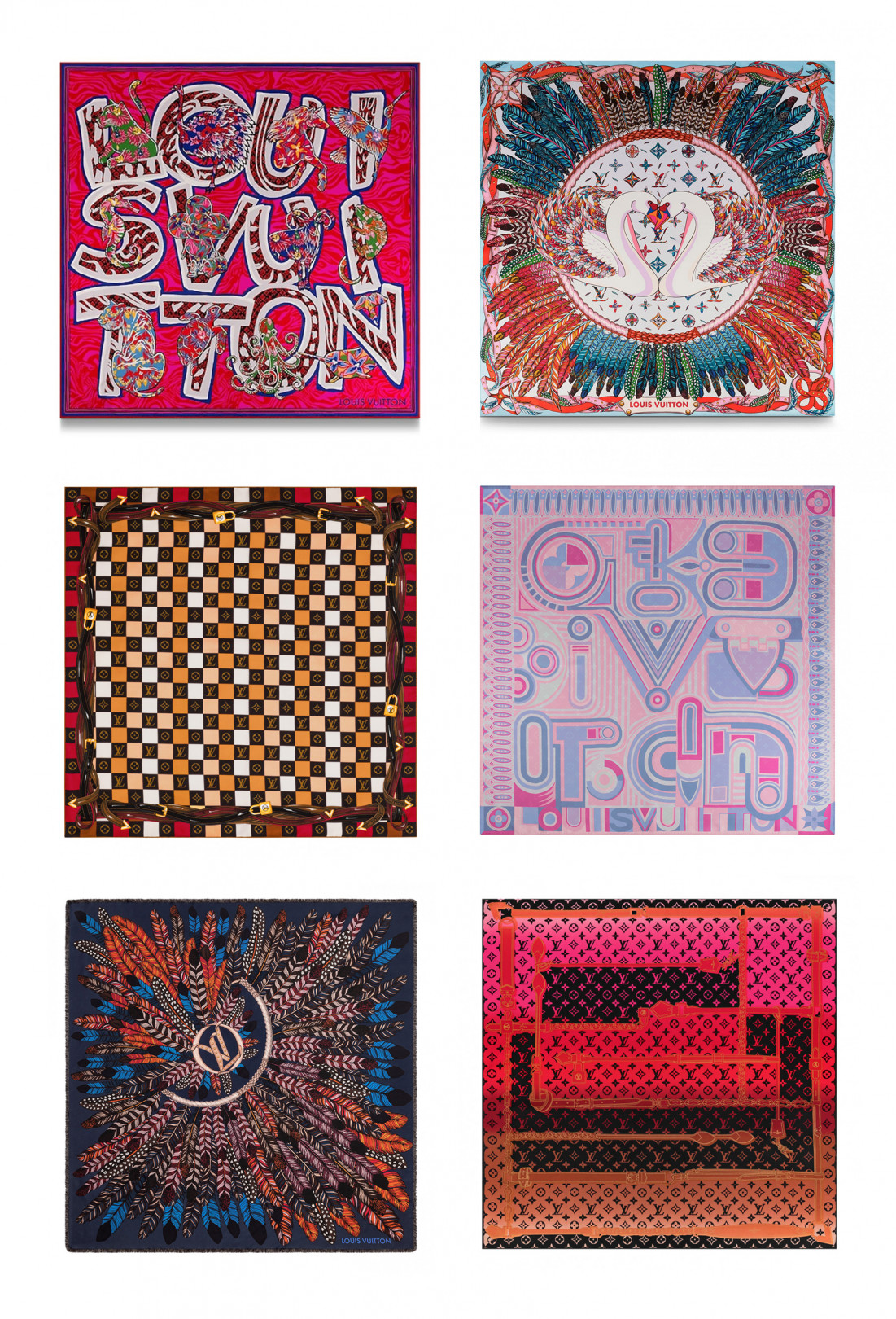 ルイ・ヴィトン、鮮やかな羽根やアニマルモチーフの新作スカーフが登場