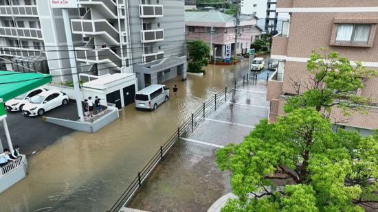 【大雨】ドローン映像　住宅街の道路が冠水　7月としては最大となる大雨を観測した宗像市　福岡