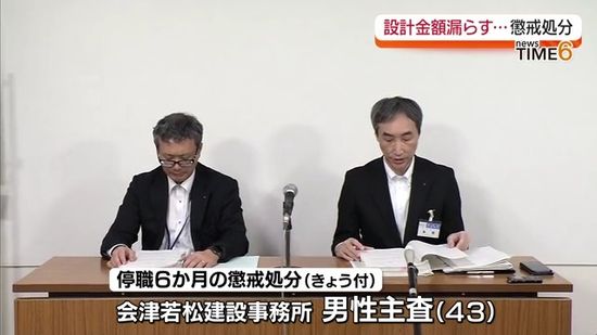 福島県職員の懲戒処分は7件目　県発注の工事で設計金額を漏らしたか