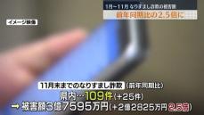 福島県内のなりすまし詐欺の被害額は11月末で3億7595万円と前年の2.5倍に