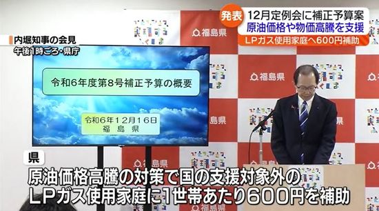 原油価格や物価高騰関連の補正予算73億9千万円　福島