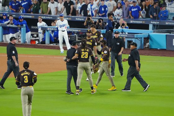 大谷が出場…地区S第2戦が“大荒れ”　死球から激しい口論、ファンもボール投げ入れ9分中断