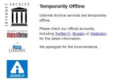 Internet Archiveがサイバー攻撃でアクセス不能に―パスワード、メールアドレス等アカウント情報の漏洩も確認