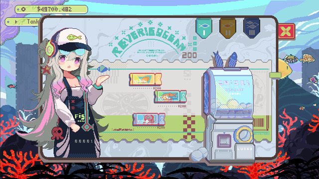 美少女と一緒に自分好みの水槽作り！ドット絵アクアリウムシム『Fantasy Aquarium』Steamでリリース―カード集めやガチャガチャしながら、ゆるーく魚育成