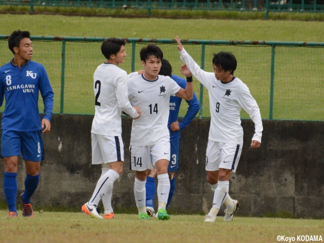 [関東2部]首位独走国士舘大はFW大石が2戦連続ハット!神奈川大寄せ付けず