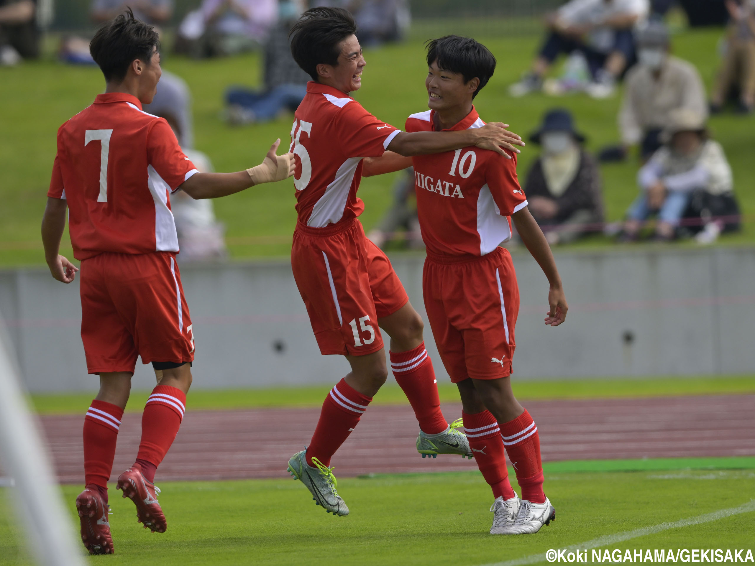 [国体少年男子]北海道を相手に同点ゴールを決めた新潟県MF山村朔冬(5枚)