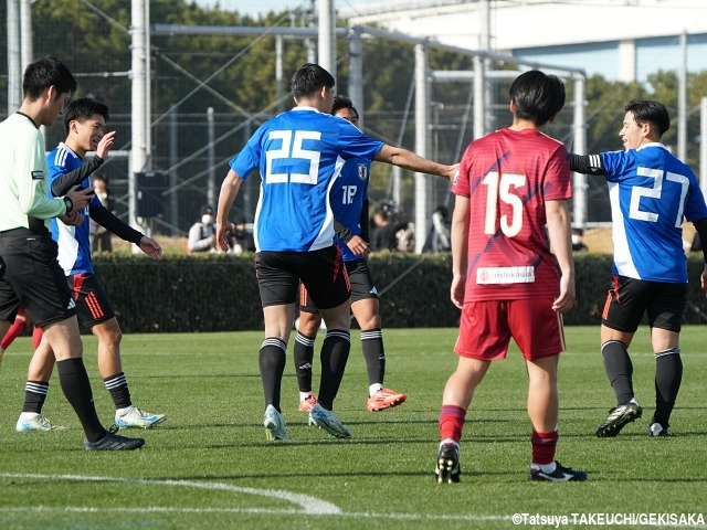 来年2月U20アジア杯に照準…U-19日本代表候補は27人全員が練習試合に出場! 井上、佐藤、大関、高岡、徳田が得点