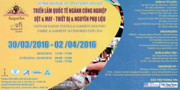 ベトナム最大規模の繊維衣類展示会「SaigonTex 2016」が30日から開催