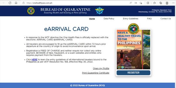 フィリピン入国用「eARRIVAL CARD」の運用スタート、「ONE HEALTH PASS」廃止