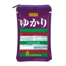 ゆかり、かおり、あかり、うめこ、ひろし、かつおの全6種。三島のふりかけがポーチになったぞ！