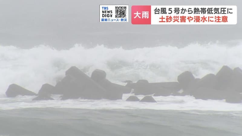 台風５号は熱帯低気圧に変わるも北海道では各地で大雨　14日午後６時までに日本海側南部で100ミリ、太平洋側西部では120ミリの予想…土砂災害や浸水、河川の増水に注意