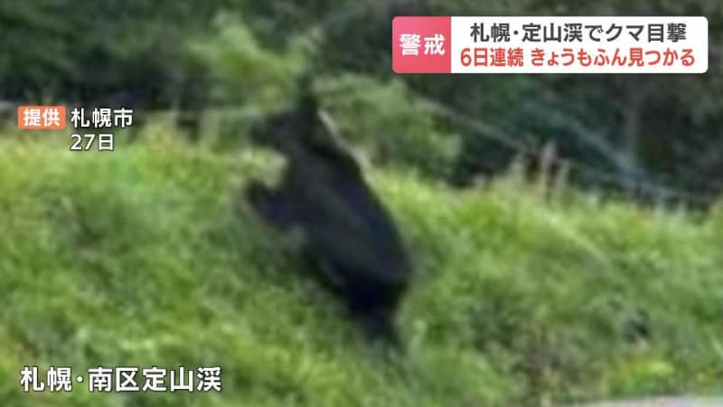 札幌の奥座敷“定山渓温泉”でクマの目撃が相次ぐ　29日にはホテルの駐車場で１頭が目撃され、30日には国道230号線を横切る姿が…同じ個体の若いクマの可能性　札幌市南区