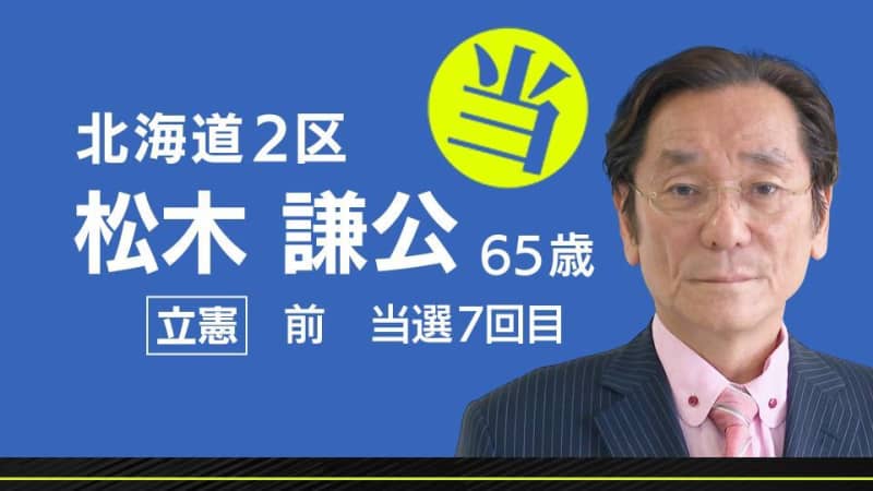 速報　北海道２区　松木謙公氏（立憲・前職）当選確実