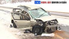 軽乗用車が反対車線にはみだしたか　北海道ニセコ町の国道で、作業中の除雪車と正面衝突　40代女性重体