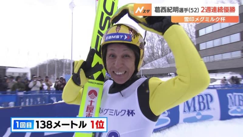 スキージャンプ　葛西紀明選手（５２）が２週連続優勝！ヒルサイズ超の大ジャンプ　W杯に向け弾み