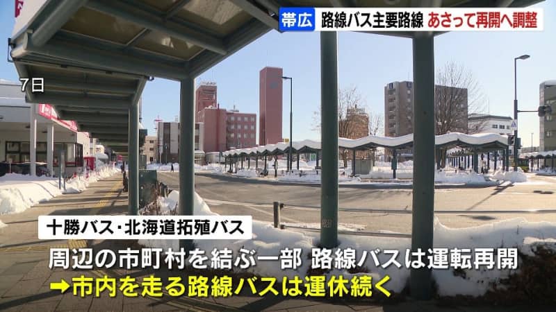 【大雪の影響続く】帯広市内路線バス　12日にも通常運行へ　除雪作業が追いつかず市内中心部などで運休続く