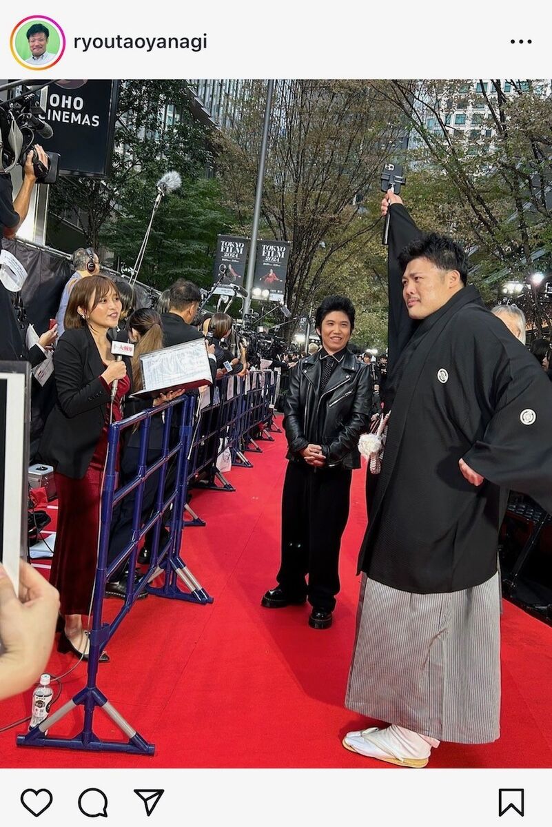 名門相撲部屋の元幕内力士が「東京国際映画祭」のレッドカーペットに登場「映画の封切りが待ち遠しい」の声