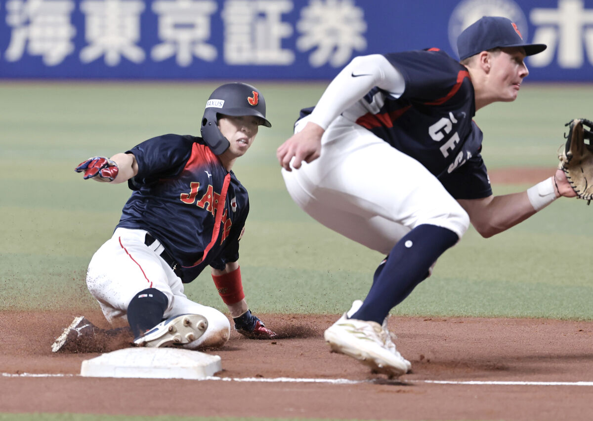 【侍ジャパン】五十幡亮汰が代走で連続盗塁に成功　貴重な追加点呼ぶ