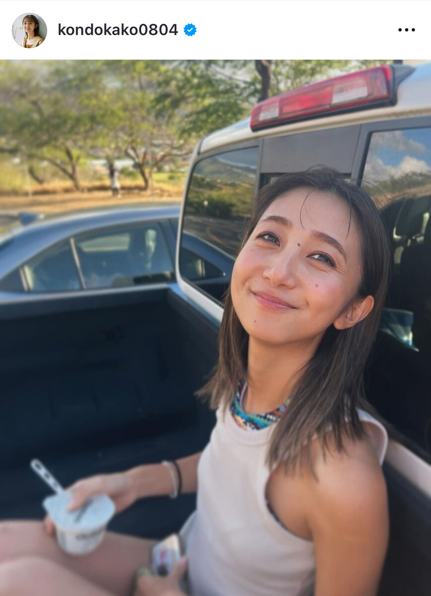 新婚のＴＢＳ・近藤夏子アナ「遅めの夏休み」満喫ショットを公開「ポテトチップス食べすぎて鼻の頭にニキビが」