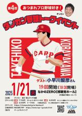 ダンカン、２１日に元広島・小早川毅彦氏をゲストに招いてトークイベント開催